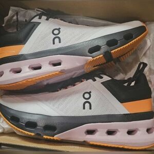 On CloudNova X Running Black and Orange Sneakers